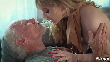 Super-steamy spectacular platinum-blonde gags on aged grandfather pipe and she pleads him to plumb her edible cootchie firmer until he ejaculates in her throat so she drinks it all