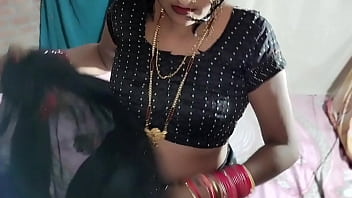Indian hardcore Desi movie ebony saree half-top petticoat and thong
