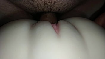 Insertion of smooth-shaven pussy.