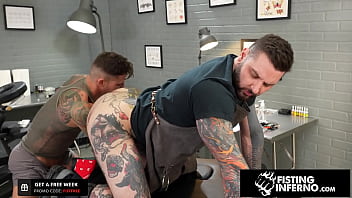 Bulky Tattooer Rosebuded By Jock Knuckle - Hunk Bryce, Archer Croft - FistingInferno