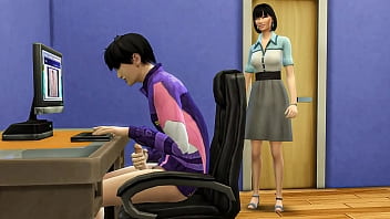 Asian step mom catches her stepson jacking in front of the computer observing porno flicks and then helps him have lovemaking with her for the first-ever time - Korean step-mother