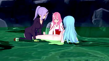 Shuna and Shion Rimuru in the molten springs - The time i got reincarnated as a slime Parody