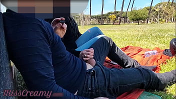 French Schoolteacher Hand-job First-timer on public park to college girl with Cum-shot - MissCreamy