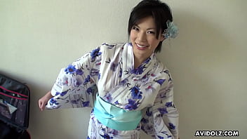 Chinese brown-haired kimono girl  Saki Aoyama  pipe sucking,uncensored.