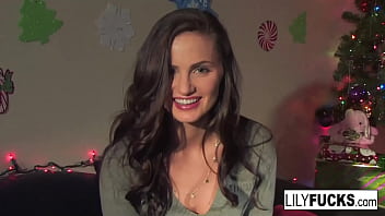 Lily tells us her wild Christmas desires before satisfying herself in both fuck-holes